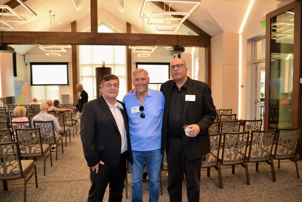 From left, International Development Directorof World Zionist Village Boaz Meir, Shlomo Ben-Hamoo, and keynote speaker Ido Aharoni. Jewish National Fund USA/Courtesy Photo